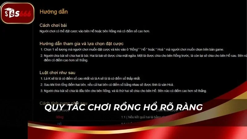 Luật chơi được hệ thống công khai rõ ràng